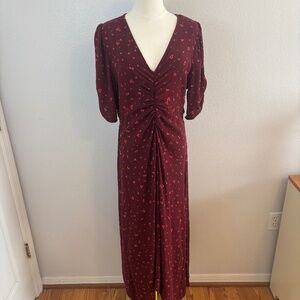 Old Navy Burgundy floral Maxi Dress Size Large with empire waist Cottagecore